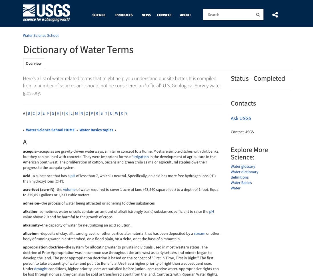 Dictionary of Water Terms